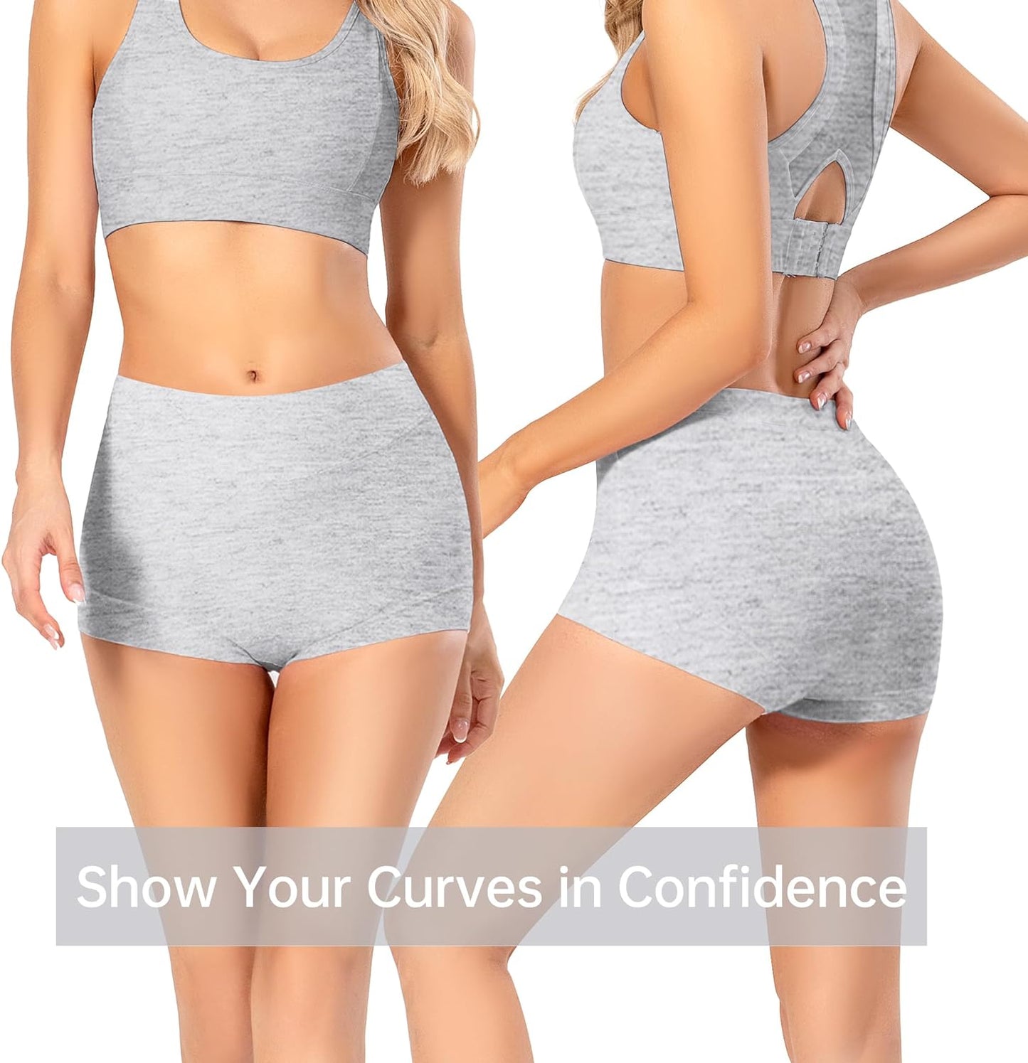 Experience Ultimate Comfort with Our Women's Cotton Boy Shorts - Stylish Grey Black 5-Pack