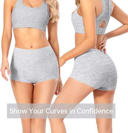 Experience Ultimate Comfort with Our Women's Cotton Boy Shorts - Stylish Grey Black 5-Pack