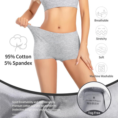Experience Ultimate Comfort with Our Women's Cotton Boy Shorts - Stylish Grey Black 5-Pack